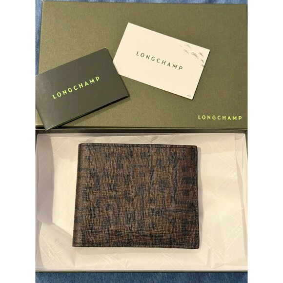 Longchamp Men’s bifold canvas monogram leather wallet - Picture 1 of 4